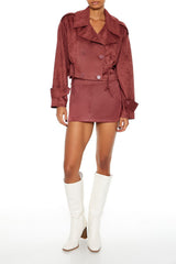 Faux Suede Cropped Trench Coat | Forever 21 Women