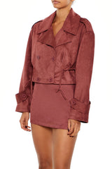 Faux Suede Cropped Trench Coat | Forever 21 Women