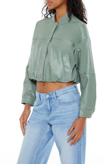 Faux Leather Cropped Bomber Jacker | Forever 21 Women