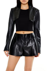Faux Leather Cropped Blazer | Forever 21 Women