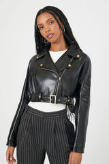 Cropped Faux Leather Moto Jacket | Forever 21 Women
