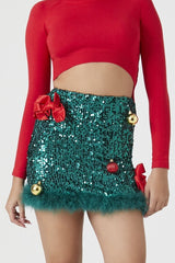 Christmas Bow & Ornament Sequin Mini Skirt | Forever 21 Women