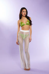 Rhinestone Netted Wide-Leg Pants | Forever 21 Women