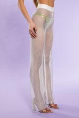 Rhinestone Netted Wide-Leg Pants | Forever 21 Women