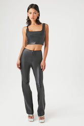 Faux Leather High-Rise Flare Pants | Forever 21 Women