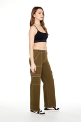 Twill Contrast-Trim Cargo Pants | Forever 21 Women
