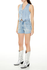 Rhinestone Chain-Trim Denim Shorts | Forever 21 Women