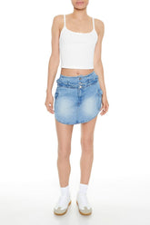 Denim Curved-Hem Cargo Mini Skirt | Forever 21 Women