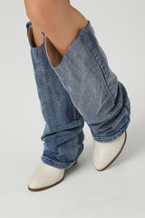 Denim & Faux Leather Boots | Forever 21 Women
