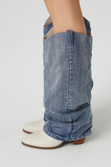 Denim & Faux Leather Boots | Forever 21 Women