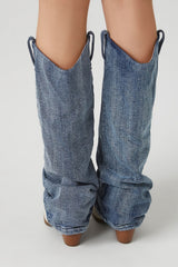 Denim & Faux Leather Boots | Forever 21 Women
