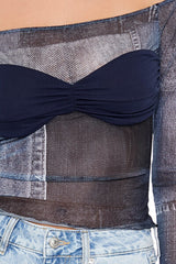 Denim Print Off-the-Shoulder Top | Forever 21 Women