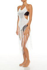 Crochet Tie-Back Fringe Swim Cover-Up Midi Dress | Forever 21 Women