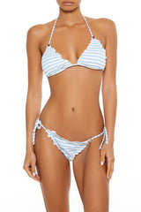 Striped Seersucker Lettuce-Edge Bikini Bottoms | Forever 21 Women