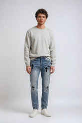 F21 Men Cross Embroidered Skinny Jeans | Forever 21 Men