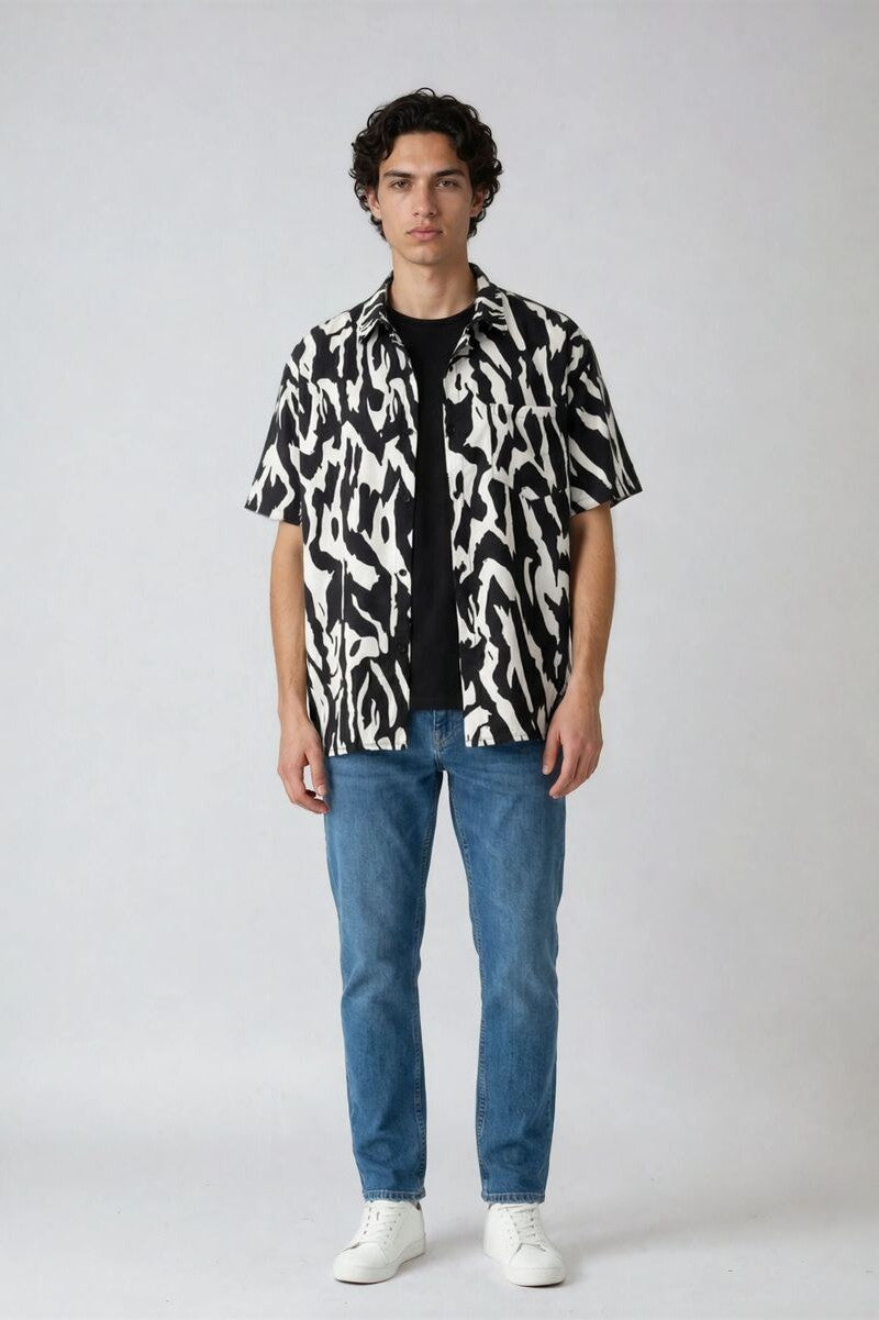 Zebra Print Button-Front Shirt | Forever 21 Men