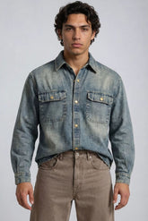 F21 Men Vintage Wash Denim Shirt | Forever 21 Men