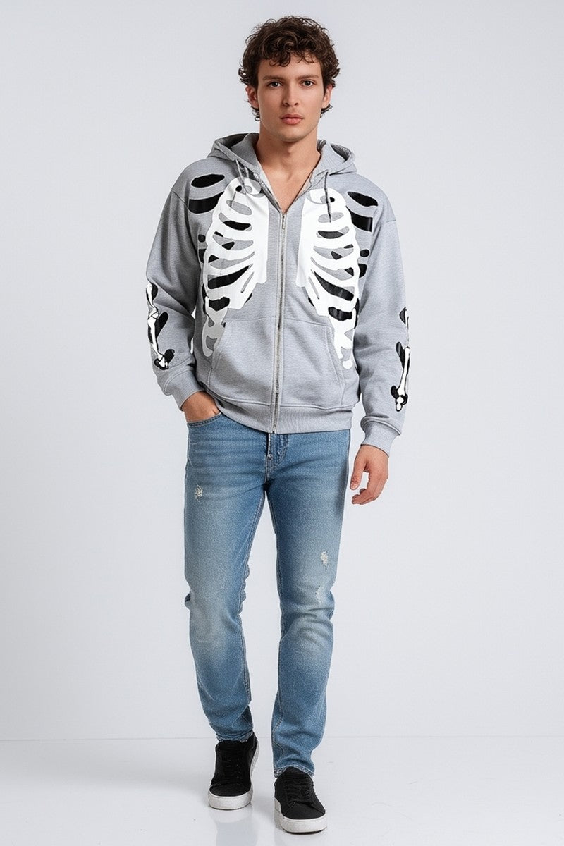 Skeleton Graphic Zip-Up Hoodie | Forever 21 Men