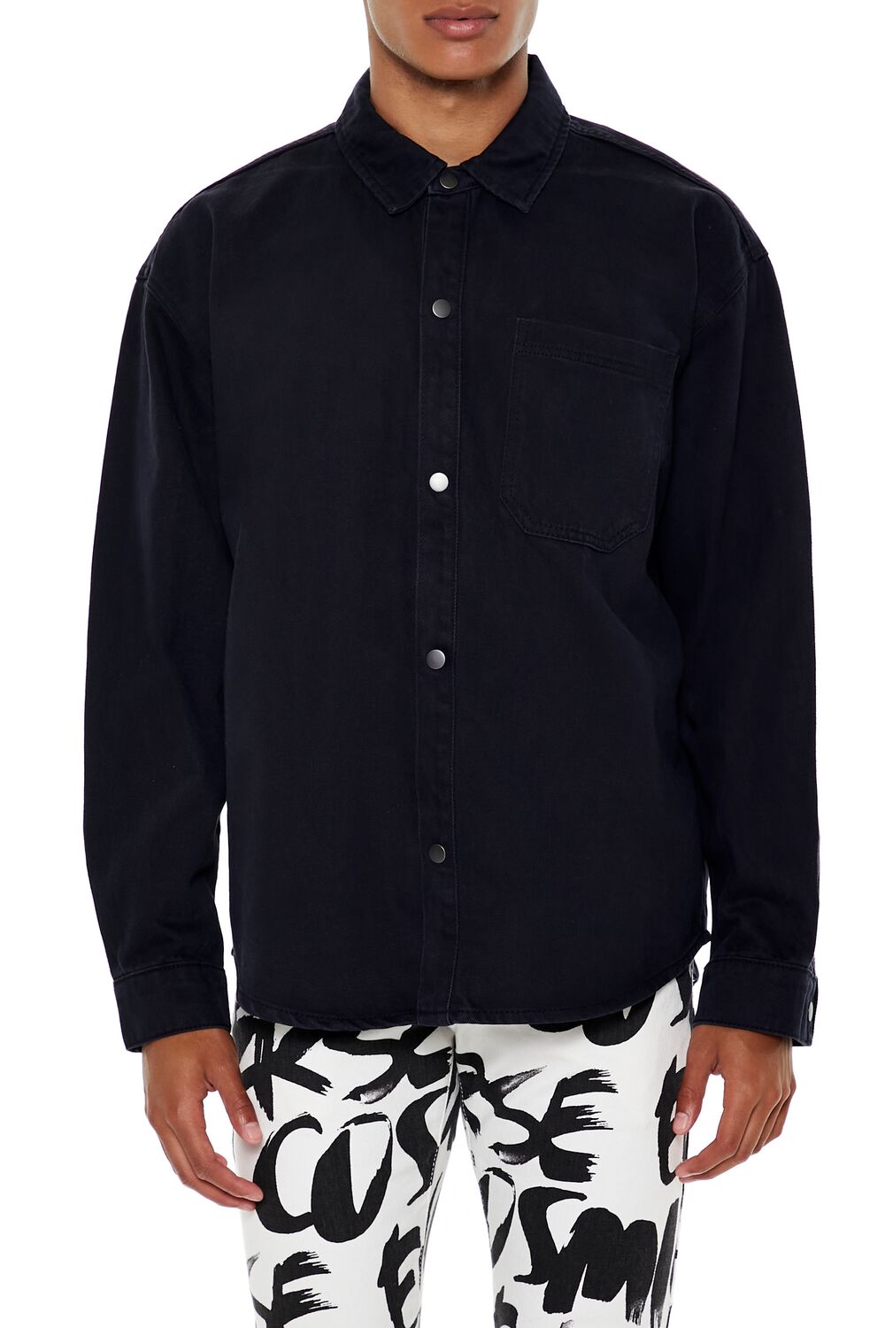 Cotton Curved-Hem Shirt | Forever 21 Men