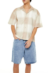 Plaid Drop-Sleeve Cropped Shirt | Forever 21 Men