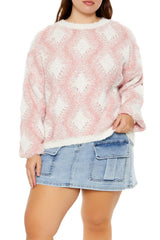Plus Size Marled Diamond Knit Sweater | Forever 21 US
