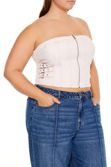 Plus Size Denim Zip-Up Tube Top | Forever 21 online