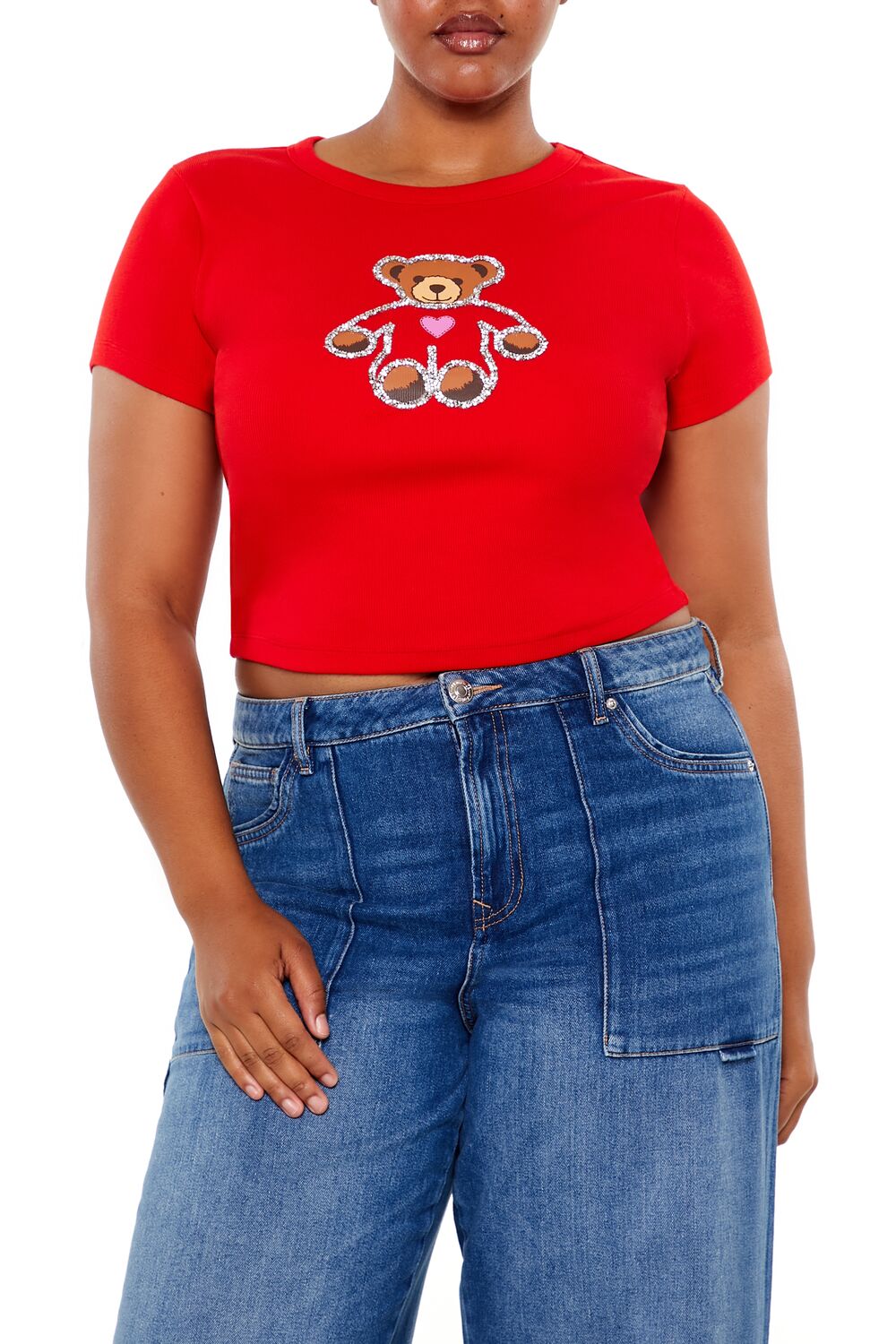 Plus Size Sequin Teddy Bear Baby Tee | Forever 21 discount