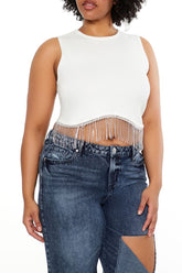 Plus Size Sweater-Knit Rhinestone Crop Top | Forever 21 outlet