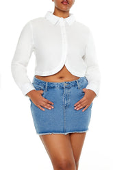 Plus Size Notched Cropped Shirt | Forever 21 on sale