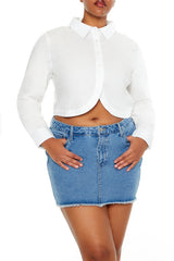 Plus Size Notched Cropped Shirt | Forever 21 on sale