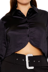Plus Size Cropped Satin Shirt | Forever 21 US
