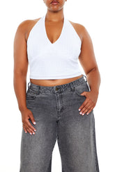 Plus Size Rhinestone Halter Top | Forever 21 US