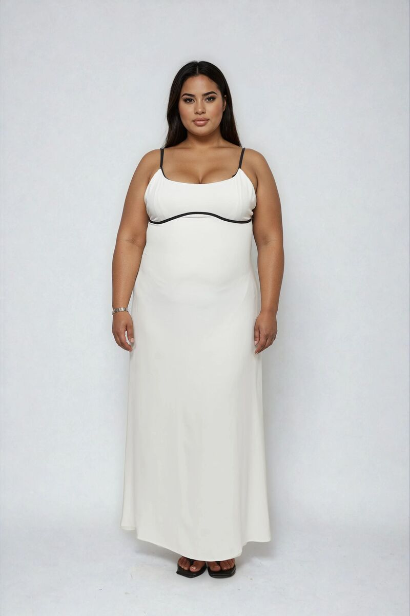 Plus Size Contrast-Trim Satin Cami Maxi Dress | Forever 21 US