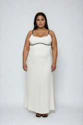 Plus Size Contrast-Trim Satin Cami Maxi Dress | Forever 21 US