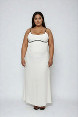 Plus Size Contrast-Trim Satin Cami Maxi Dress | Forever 21 US