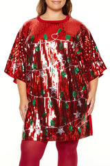 Plus Size Sequin Christmas Lights T-Shirt Dress | Forever 21 on sale