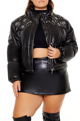 Plus Size Faux Leather Puffer Jacket | Forever 21 outlet
