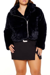 Plus Size Notched Faux Fur Coat | Forever 21 on sale