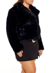 Plus Size Notched Faux Fur Coat | Forever 21 on sale