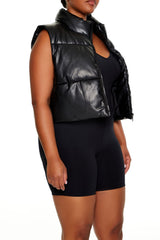 Plus Size Faux Leather Puffer Vest | Forever 21 sale