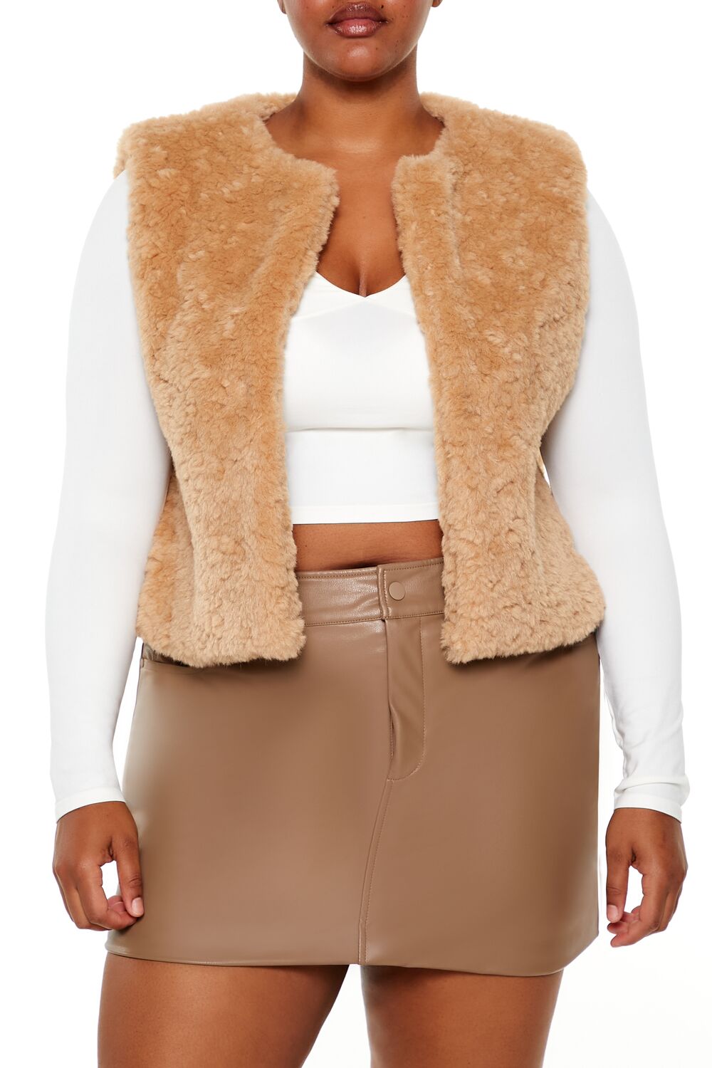 Plus Size Faux Shearling Cropped Vest | Forever 21 sale