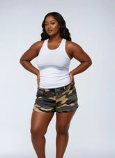 Plus Size Camo Frayed-Hem Denim Shorts | Forever 21 sale