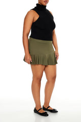 Plus Size Ponte Pleated Mini Skort | Forever 21 US