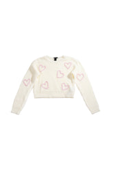 Girls Cropped Heart Knit Sweater | Forever 21 US