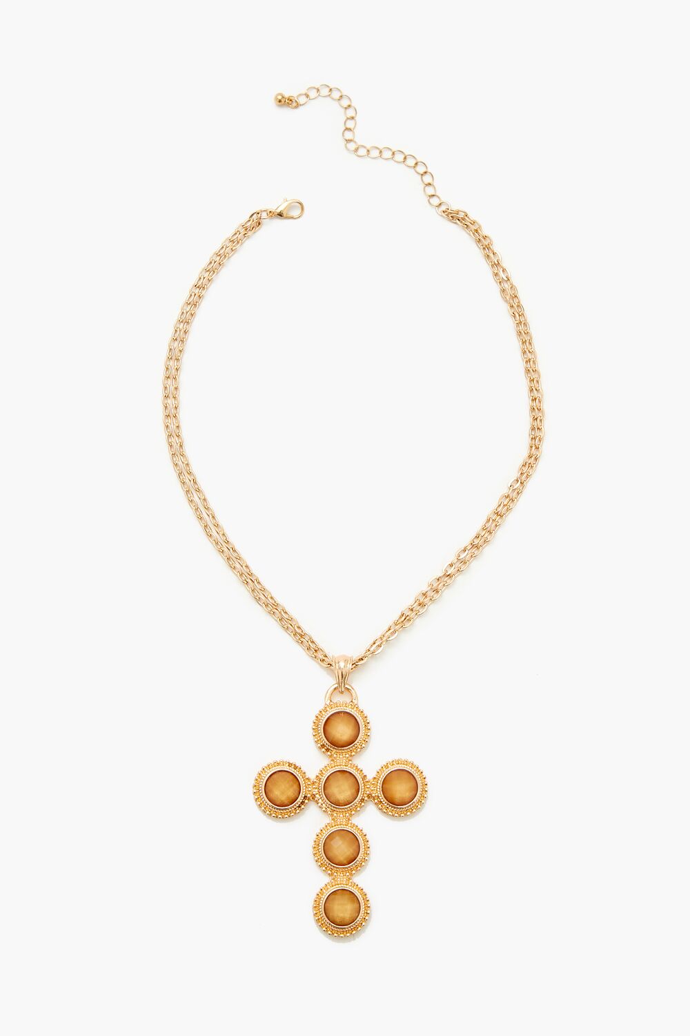 Layered Faux Gem Cross Necklace | Forever 21 outlet