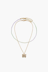 Butterfly & Bead Necklace Set | Forever 21 US