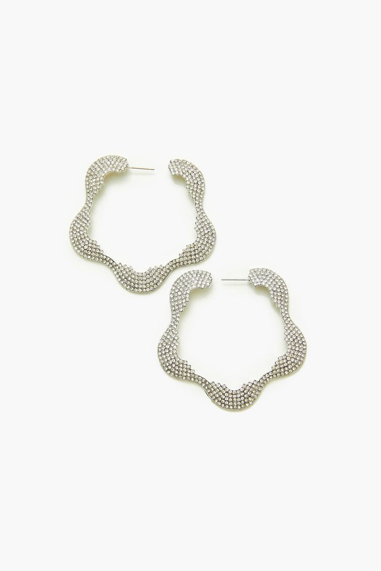 Rhinestone Floral Hoop Earrings | Forever 21 online