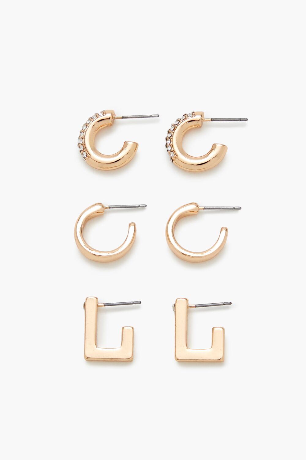 Rhinestone Geo Hoop Earring Set | Forever 21 US