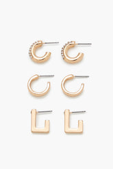 Rhinestone Geo Hoop Earring Set | Forever 21 US