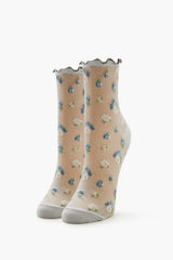 Sheer Mesh Floral Quarter Socks | Forever 21 outlet